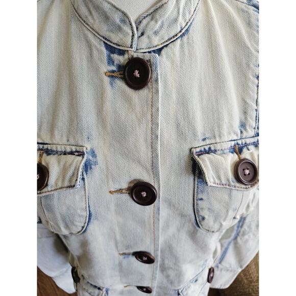 Marithe Francois Girbaud Denim Jean Jacket Women's Size M White Wash Y2K - Picture 4 of 13